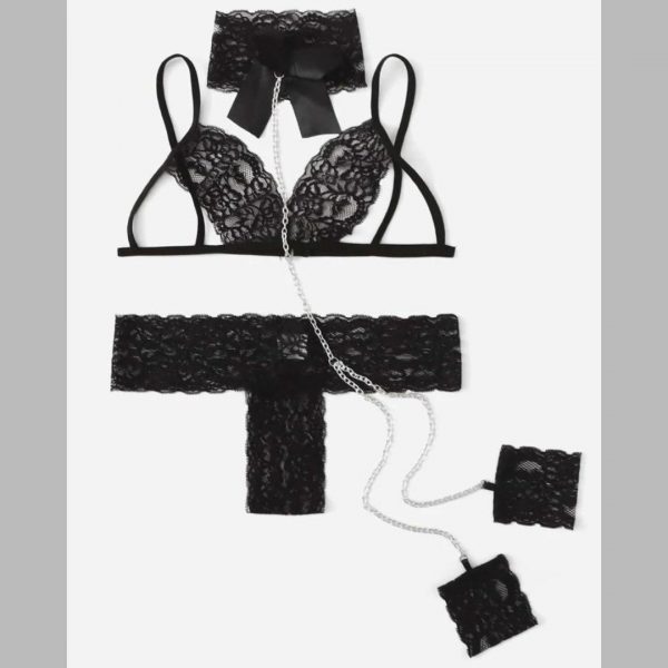 Conjunto Esclava Negro Margarita Sex Shop