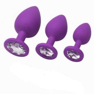 Kit de 3 plugs anales lisos con joyas elegantes:
