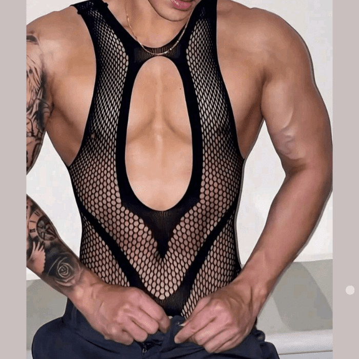 Body Malla Negro Masculino - Imagen 2