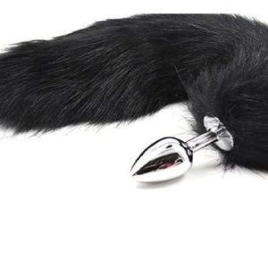 PLUG ANAL ACERO INOXIDABLE CON COLA DE ZORRO NEGRA TALLA S
