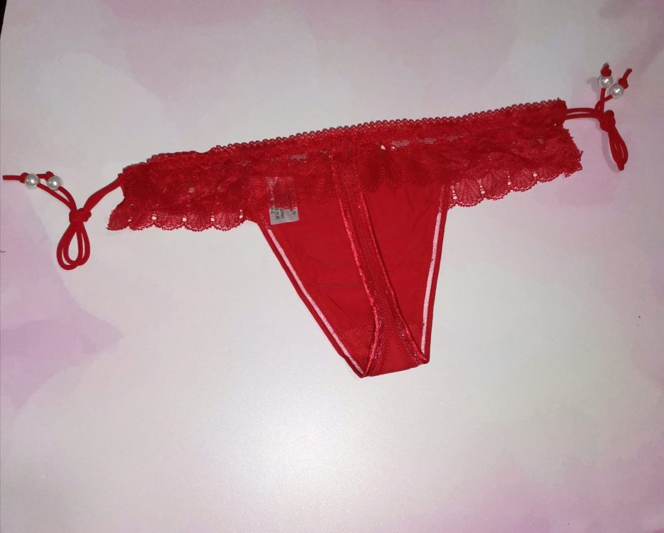 Colaless rojo encaje con perlas - Imagen 2