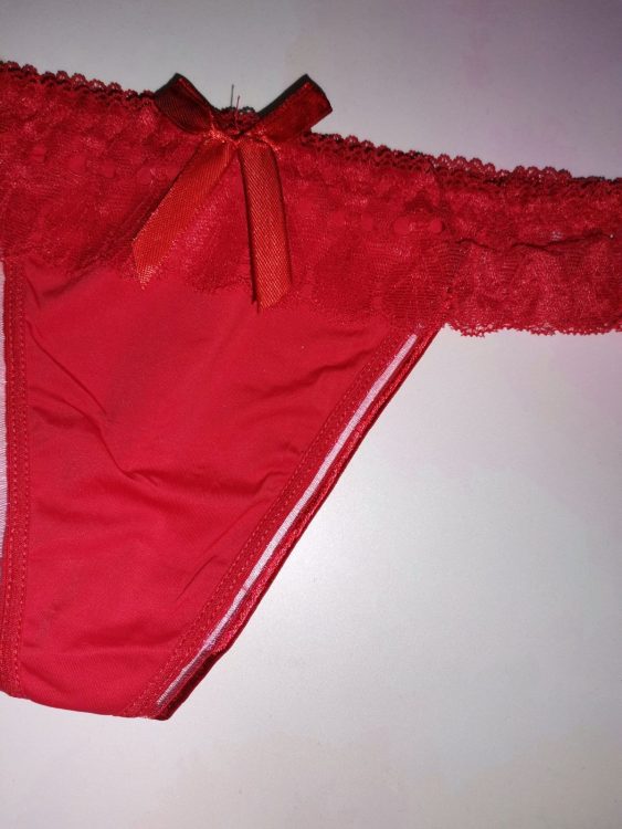 Colaless rojo encaje con perlas - Imagen 3