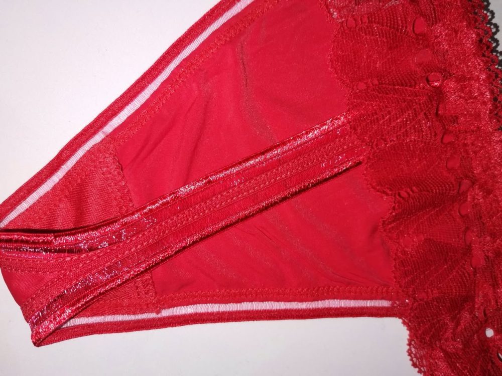 Colaless rojo encaje con perlas - Imagen 4