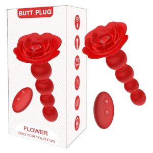 Plug Anal Rosa Vibrante y Rotatorio con Control Remoto