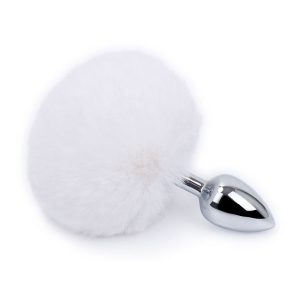 Plug Anal Metálico S, Pompón Blanco