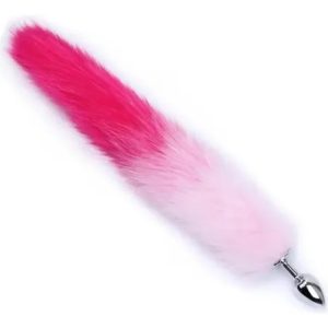 Cola de zorro de peluche rosa degradada talla M