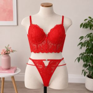 Conjunto Rojo Encaje