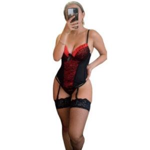 Corset Burlesque – Negro con Rojo