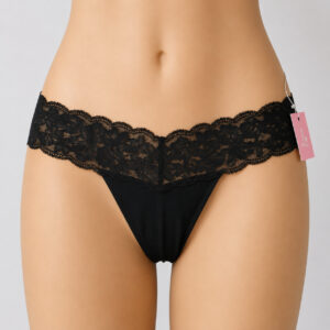 Tanga Pink Encaje Negro
