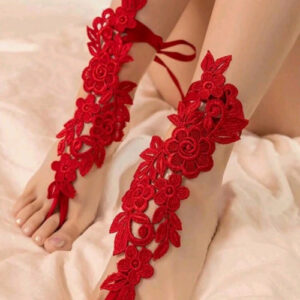 Tobilleras de encaje Rojo