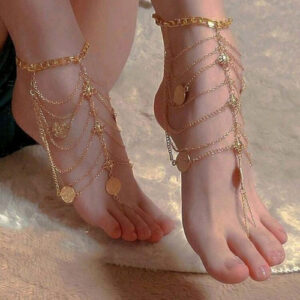 Tobilleras doradas con cadenas