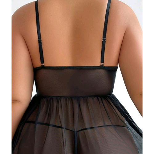 Babydoll Negro de Encaje y Transparencias - Imagen 2