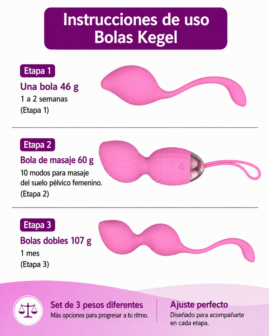 Set de Bolas Kegel 2 en 1 con Vibración y Control Remoto - Imagen 3