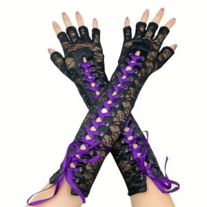 Guantes Largos de Encaje con Cintas