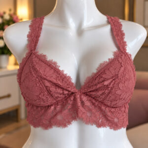 Bralette Rosa Vintage de Encaje Floral